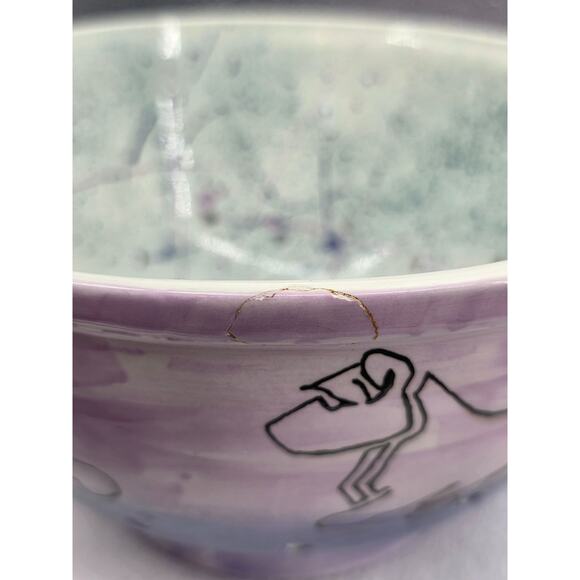 90's Vintage Paint Splatter Studio Pottery Ceramic Yarn Bowl Lightning Ridge - Picture 5 of 5